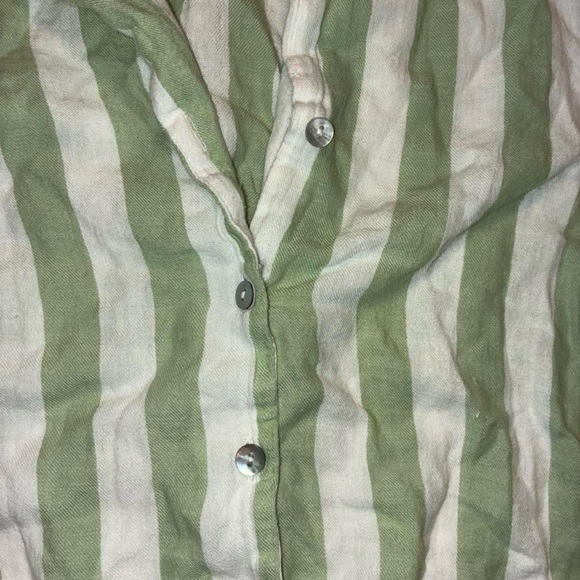 100% cotton shirt Sincerely Jules Green and White Striped size small - Picture 3 of 3
